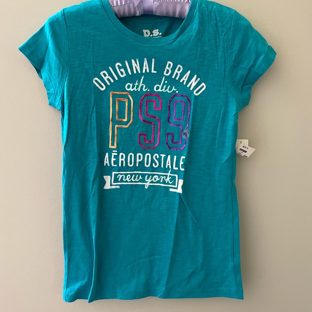 Girls graphic tee PS by aeropostale size 14 teal NWT